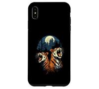 Tigers At The Moon Parodie 3 Tiger Moon Wildlife Animal Coque pour iPhone XS Max