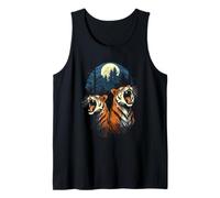 Tigers At The Moon Parodie 3 Tiger Moon Wildlife Animal Débardeur