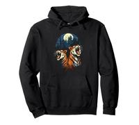 Tigers At The Moon Parodie 3 Tiger Moon Wildlife Animal Sweat à Capuche