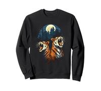 Tigers At The Moon Parodie 3 Tiger Moon Wildlife Animal Sweatshirt