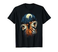 Tigers At The Moon Parodie 3 Tiger Moon Wildlife Animal T-Shirt