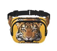 Tiger's Head Square Sac banane double couche avec bandoulière réglable Idéal pour les sports de plein air, noir, One Size