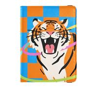 Tigers on Checkered Portefeuille de voyage en cuir avec porte-passeport sécurisé caché pour argent et cartes pour femme Accessoires de voyage
