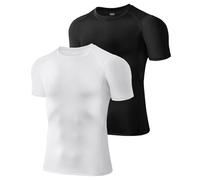 Tigersay T-Shirt de Compression Homme à Manches Courtes | Évacue la transpiration, séchage rapide， Maille sous les aisselles pour une bonne ventilation，Stretch 4 sens