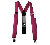 TigerTie Bretelles fines unisexes en forme de Y avec 3 clips extra solides - Uni - Différentes couleurs au choix - Rose - Taille Unique