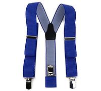 TigerTie Bretelles unisexe en forme de Y avec 3 clips extra forts - Couleur à pois - Finition de qualité supérieure - Largeur 35 mm, Bleu Royal Blanc, bis zu einer Körpergröße von 2 m