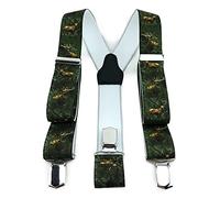 TigerTie Bretelles unisexes en forme de Y avec 3 clips extra forts - À motifs - Finitions de qualité - Largeur 35 mm, Motif cerf vert et marron, bis zu einer Körpergröße von 2 m