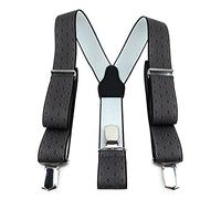 TigerTie Bretelles unisexes en forme de Y avec 3 clips extra forts - Motif - Finitions de qualité supérieure - Largeur : 35 mm, Gris foncé, bleu, rouge, taille unique