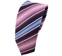 TigerTie étroit cravate lila violet foncé rosé bleu crème rayé - Tie