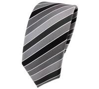 TigerTie étroit Designer cravate anthracite noir gris argent rayé - Tie