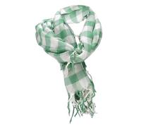 TigerTie foulard en vert blanc carreaux avec franges - taille 100 x 100 cm