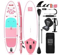 TIGERXBANG Paddle Gonflable 320×82×15 cm - Planche de Sup avec Double-Pagaie et Siège de Kayak - Collection Defender Pro (Rose)