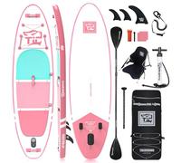 TIGERXBANG Paddle Gonflable 320×82×15 cm - Planche de Sup avec Double-Pagaie et Siège de Kayak - Collection Defender Pro (Rose)