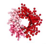 Tiges de baies artificielles rouges et roses pour décorations de Saint-Valentin et d'hiver, fabriquées avec de la mousse et du fil de fer, adaptées pour arbre, couronne, guirlande et décoration