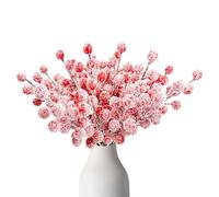 Tiges de baies rouges enneigées, remplisseur de vase de vacances 25 pièces - Branches décoratives pour décoration d'arbre de Noël - Pour bureau, école, ferme, patio, jardin, arrière-cour, restaurant,