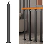 Tiges de balustre carrées réglables en fer noir avec base plate pour terrasse, balcon et décoration d'escalier, poteaux de rampe en métal pour une mise à niveau élégante de la maison