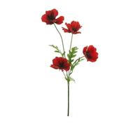 Tiges de coquelicots sauvages rouges avec 4 têtes, 45 cm, fleurs artificielles pour intérieur ou extérieur