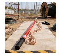 tiges de décharge isolantes Bâton chaud télescopique haute tension, tige de décharge isolée en résine époxy rouge 10kV 35kV 110kV 220kV, for ligne aérienne(A,35kV-4.9ft/1.5m)