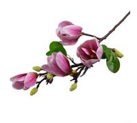 Tiges de fleurs de magnolia artificielles blanches en soie pour vases, décoration d'intérieur, arrangement floral, centre de table de mariage (violet clair)