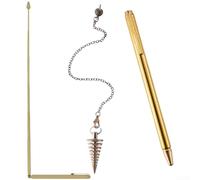Tiges de radiesthésie en cuivre doré extensible avec pendule accessoire pour pratique de divination et chasse au trésor Taille de stockage portable (A)