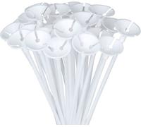 Tiges de Support à Ballon, 100 Pièces Ballon Cup avec Porte-Bâton pour Anniversaires, Mariages, Décoration de Fête,40CM - Blanc