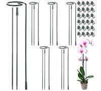 Tiges de support pour plantes, lot de 6, anneaux réglables de 4,5 mm avec clips, tige métallique pour plantes d'intérieur et d'extérieur, supports traités contre la rouille, pour roses, pivoines,