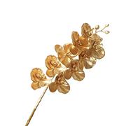 Tiges d'orchidées artificielles, 35,4 pouces, 9 têtes d'orchidées Phalaenopsis, fleurs artificielles au toucher réel, fausse fleur de Phalaenopsis dorée pour la décoration de la maison et du mariage