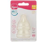 Tigex 2 Tétines pour Biberon Silicone Anatomique Ventilé Air Control 0 / 6 mois