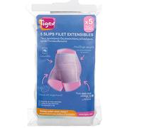 Tigex Slip Jetable Maternité, Filet Extensibles, Lavable, Taille Unique, Blanc, Lot de 5