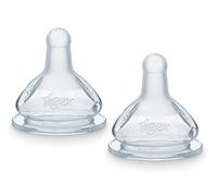 Tigex Tétines rondes en silicone | 3 vitesses | Anti-colique | +6 mois | Lot de 2