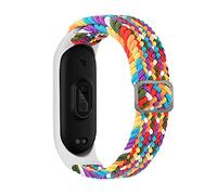 Tiggo Bracelet Compatible avec Xiaomi Mi Band 6,Nylon Braided Stretch Solo Loop Bracelets Montre,Silicone Bande Sport Remplacement Sangle pour Xiaomi Mi Band 6 5 4 3 Watch Accessories (arc-en-ciel)