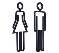 Tighall Panneau de porte adhésif en acrylique pour homme et femme - Symboles graphiques - Se fixe parfaitement en moins d'une minute - 21,8 cm - Noir