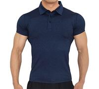 Tight Shirt Hommes Respirant Vitesse Sèche Running Shirt Fonctionnelle Chemise Élastique À Manches Courtes Hommes Fitness Sport Shirt Hommes C-Navy M