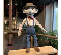 Tightrope Walker Personnage De Costume De Mascotte Redbrokoly Habillé Avec Une Chemise En Popeline Et Des Cravates Multicolore