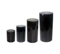 Tightvac Imbriquées Lot de 4 boîtes de Rangement Emballé sous Vide Marchandises sèches, 4 Tailles différentes : 680,4 Gram, 340,2 Gram, 170,1 Gram, 85 Gram, Solide, Corps Noir/Noir Capuchon
