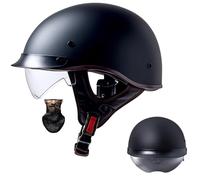 TIGLEMINS Half Face Motorcycle Helmet with Drop-Down Sun Visor, Removable, Quick Release Buckle - ECE Certified for Men and Women XL59-60CM