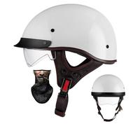 TIGLEMINS Half Face Motorcycle Helmet with Drop-Down Sun Visor, Removable, Quick Release Buckle - ECE Certified for Men and Women L57-58CM