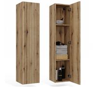 TIGO - Armoire de salle de bain suspendue, étagère, chêne à façade rainurée