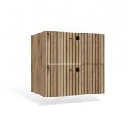TIGO - Meuble sous lavabo 2 tiroirs chêne façade rainurée - 60x45.5x57