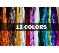 Tigofly Flashabou Lot de 12 guirlandes de pêche à la mouche pour la pêche à la truite, 12 couleurs, 0,3 mm