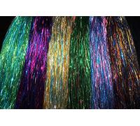 Tigofly Flashabou Lot de 6 guirlandes plates en cristal Mylar pour pêche à la truite Assortiment de couleurs 0,3 mm