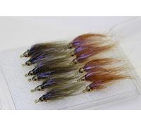 Tigofly Lot de 12 leurres de pêche à la mouche - Marron olive - Pour saumon, truite, truite, méné - Taille #8 (assorti)