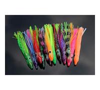Tigofly Lot de 12 leurres de pêche en caoutchouc UV pour pieuvre - 6 cm - Leurres de pêche au thon, voile, poisson, appâts artificiels