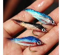 Tigofly Lot de 12 Mouches artificielles imitant Un vairon blessé, fabriquées dans des matériaux Brillants et Visibles sous l'eau, Mouches artificielles, tête en Acier, pour Truite et Saumon, Taille 8