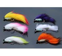 Tigofly Zonker Lot de 6 leurres de pêche à la mouche 6 couleurs assorties Taille #2
