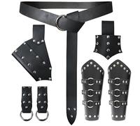 TiGog Ensemble d'accessoires pour costume de Viking pour femmes et hommes, déguisement médiéval avec ceinture, support pour épée, brassards, accessoires de vêtements vikings pour cosplay vintage