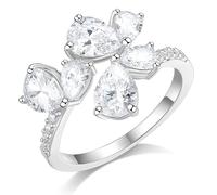 TIGRADE Bague de fiançailles en oxyde de zirconium pour femme de 2 mm en forme de goutte d'eau Demi CZ Taille 4-11, Pierre, Zircone cubique