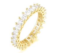 TIGRADE Bague d'éternité de 4 mm - Coupe princesse - Oxyde de zirconium carré - Alliance pour femme - Taille 5 à 11 - Pierre - Oxyde de zirconium