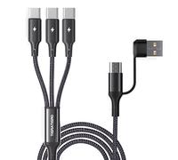 tigratigro Câble de charge multiples, 3 en 1, câble multiple [1,2 M] avec 3 câble en nylon USB de type C, avec adaptateur USB C femelle vers USB mâle