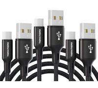 tigratigro Câble USB C, Cable USB Type C 3A Charge Rapide QC 3.0, Câble Chargeur USB C Nylon Tressé pour iPhone 15 Samsung GalaxyS24/S23/S22/S21/S20, Huawei, Xiaomi,OnePlus,Google (1M, Lot de 3)